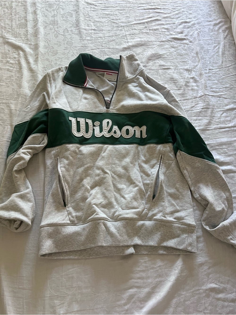 Wilson Grey & Dark Green Quarter-Zip Pullover